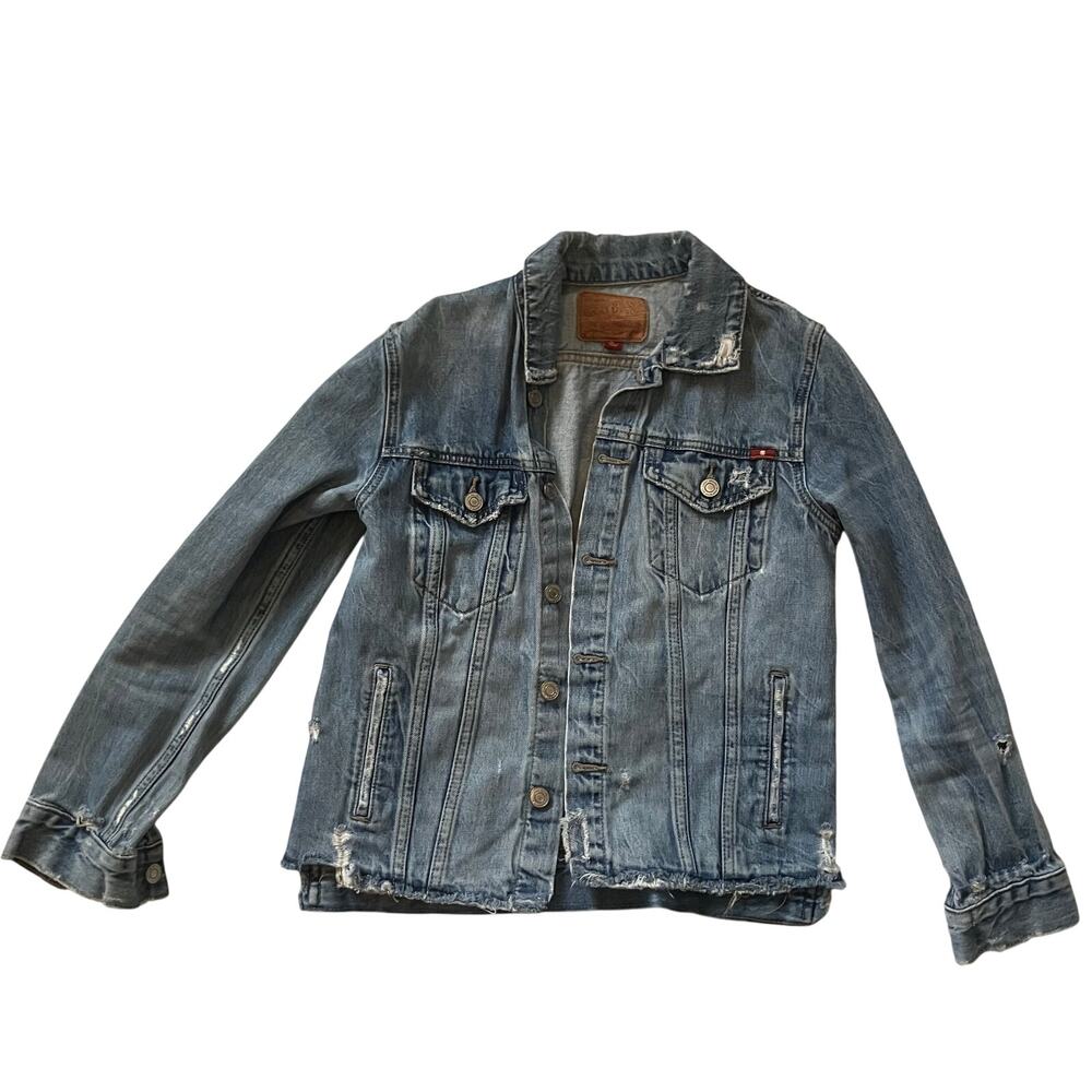 Lucky Brand Tomboy Trucker Denim Jacket Small Distressed Cropped Jean Jacket